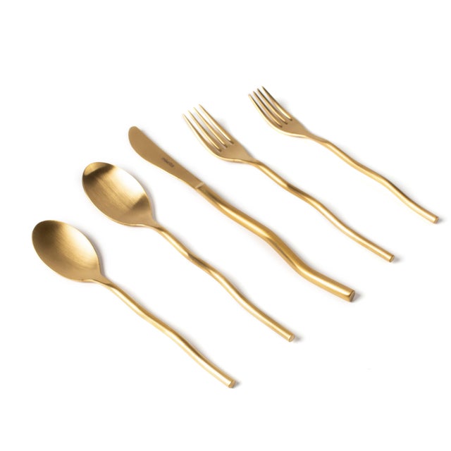 Our signature Squiggle silhouette, drawn into a complete five-piece place setting — dinner fork, salad fork, dinner knife,...