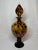 Late 20th Century Large 21” Tortoise Shell Pattern Glass Pedestal Jar With Teardrop Stopper For Sale - Image 9 of 9