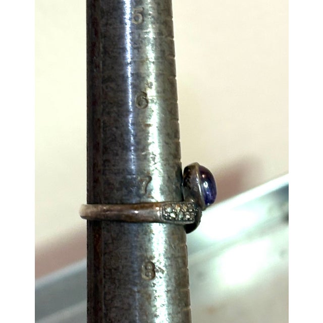 1970s Sterling Silver / Purple Moonstone Snake Ring For Sale - Image 5 of 6