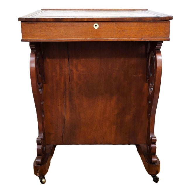 Antique English 19th C Victorian Mahogany Slant Top Davenport Desk For Sale - Image 12 of 16