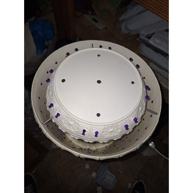 1960s 1960s Lawnware Swag Lamp, Purple Beads & Birds, Working For Sale - Image 5 of 6