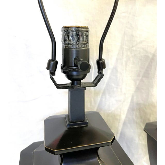 Designer Bronze Urn Table Lamps With Matching Finials- a Pair For Sale In West Palm - Image 6 of 13