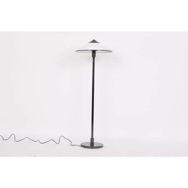 Floor Lamp in Black Metal and Plastic with White Shade, 1960s For Sale - Image 6 of 6