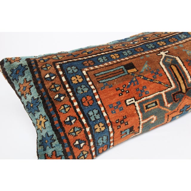 Textile Antique Caucasian Tribal Rug Pillow – Handwoven 16" X 37" For Sale - Image 7 of 9
