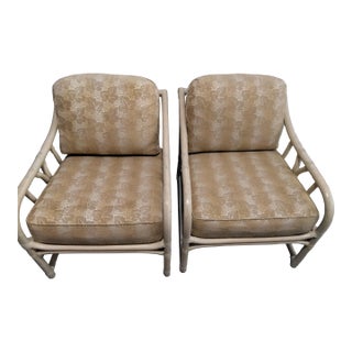 1980s Pair of Ficks Reed Lounge Chairs For Sale