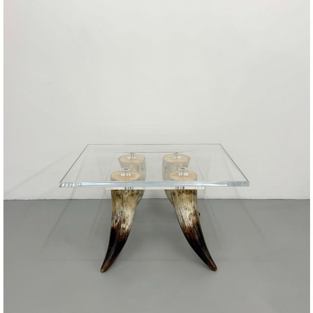 Mid 20th Century Vintage Lucite & Horn Coffee Table After Karl Springer For Sale - Image 5 of 7