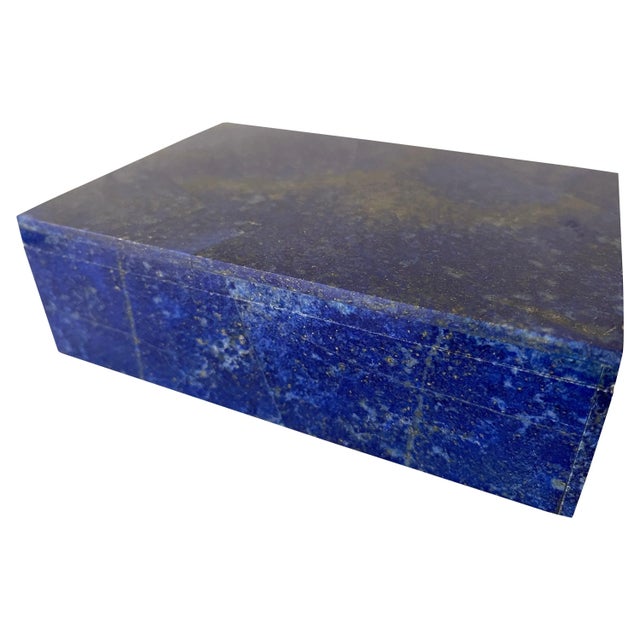 Early 21st Century Hand Carved Lapis Lazuli Mosaic & Marble Interior Jewelry Box For Sale - Image 12 of 12