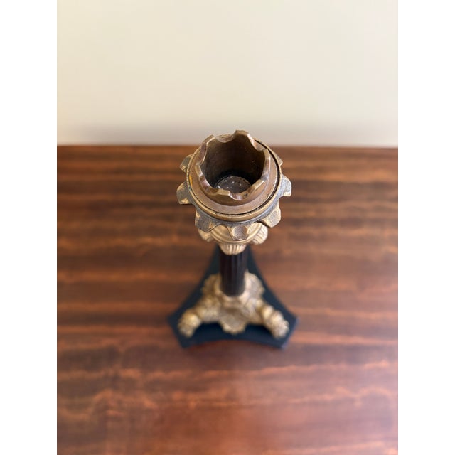 Metal Tall Neoclassical Grand Tour Lion-Paw Taper Candlestick For Sale - Image 7 of 9