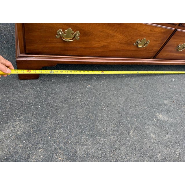 Late 20th Century Late 20th Century Henkel Harris Chippendale Style Solid Cherry Dresser With Mirror For Sale - Image 5 of 17