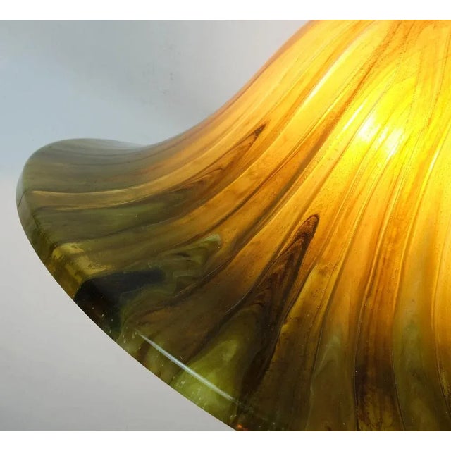 Gold Vintage Pendant Lamp in Amber Color, Acrylic and Brass, 1970s For Sale - Image 8 of 11