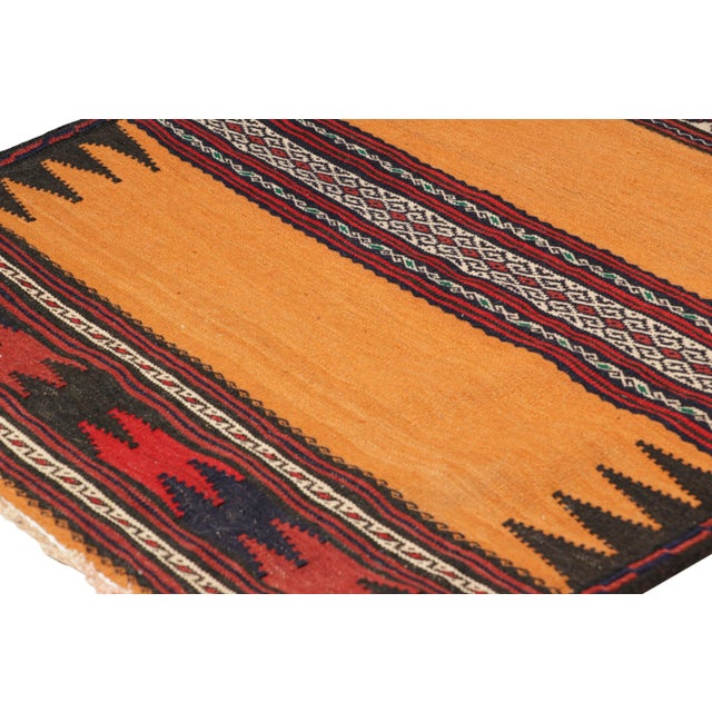 Rug & Kilim Vintage Afghan Kilim in Gold With Stripes & Geometric Patterns, From Rug & Kilim For Sale - Image 4 of 7