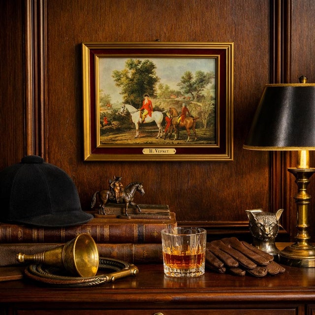 English Mid 20th Century Ralph Lauren Hunt Print After H. Vernet in Gold Frame With Velvet Liner For Sale - Image 3 of 7