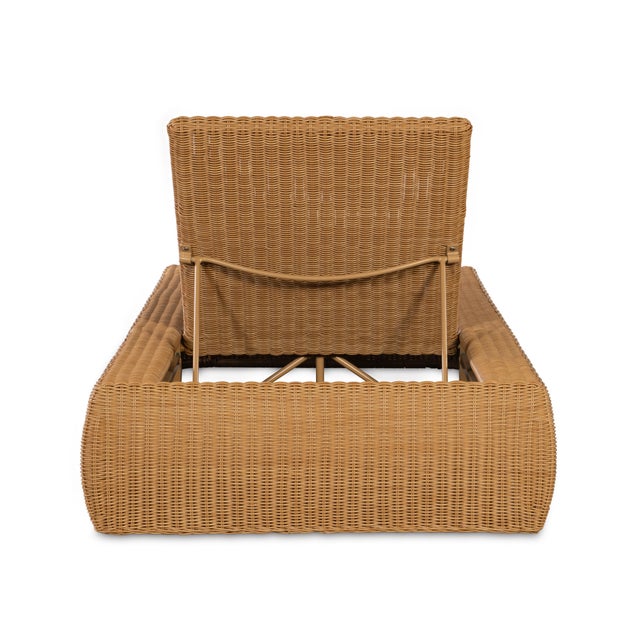 Metal Century Furniture Poolside Wicker Reclining Chaise Lounge For Sale - Image 7 of 9