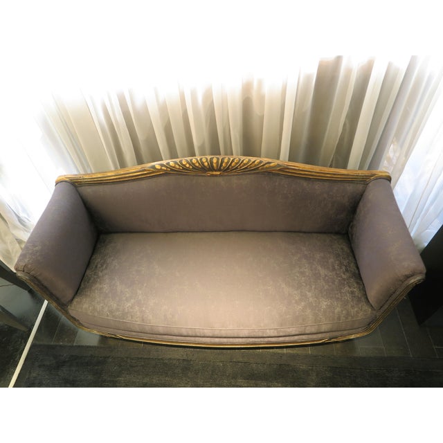 1940s Vintage Carved Art Deco Small Sofa For Sale In Los Angeles - Image 6 of 10