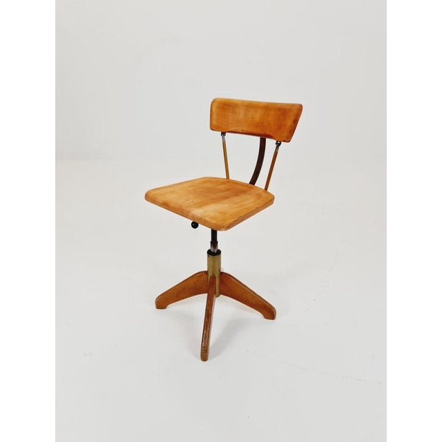 Bauhaus Swivel Office Chair in Wood from Stoll Giroflex ,1950s For Sale - Image 11 of 11