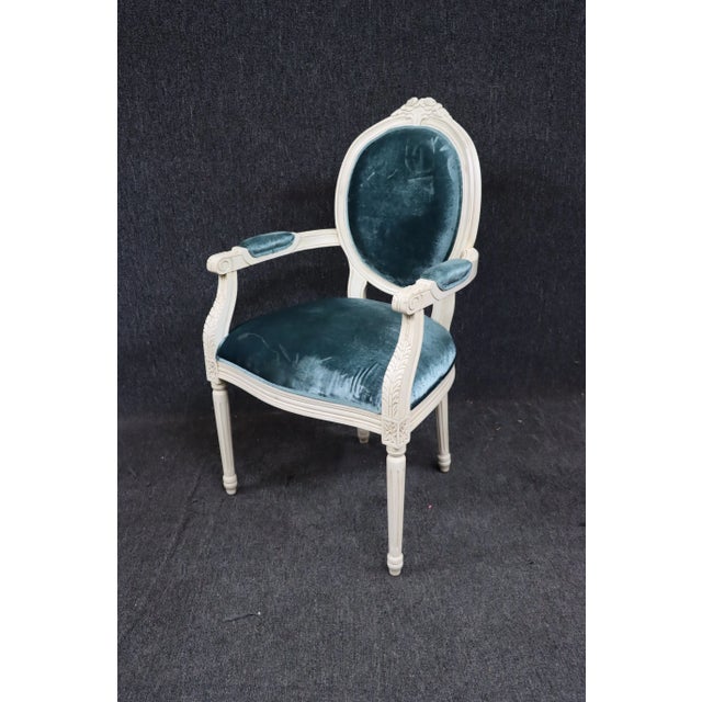 Louis XVI Style Velvet Armchair For Sale In Philadelphia - Image 6 of 8