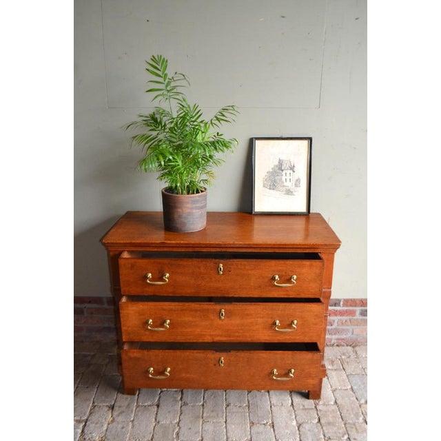 Description: 19th-century Dutch oak chest of drawers, sideboard, or dresser. Height: 81 cm. Width: 100 cm. Depth: 45 cm....