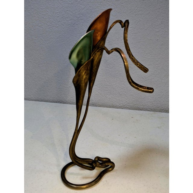 Mid 20th Century Jack Brubaker Hand-Forged Calla Lily Candle Holder ,Vintage Signed American Art For Sale - Image 5 of 9