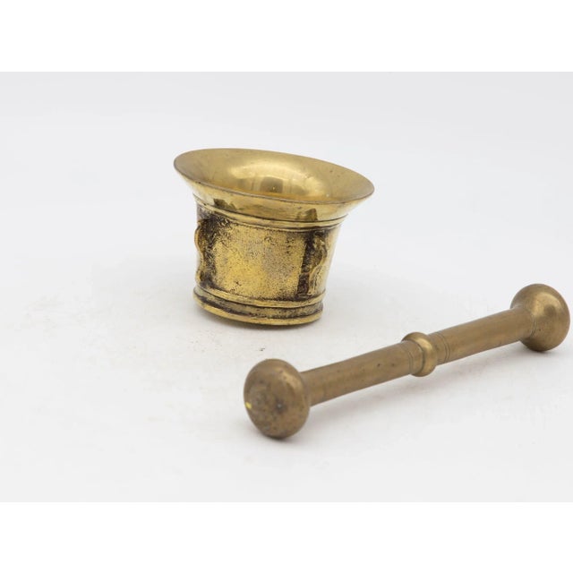 Early 20th Century Antique Vintage Brass Mortar and Pestle For Sale - Image 5 of 8