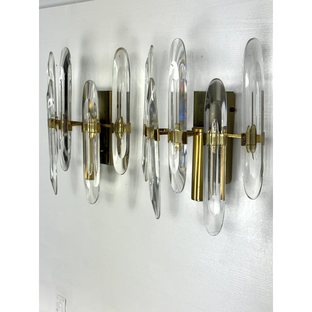 1970s Sciolari Sconces in Glass and Gilded Brass, 1970s, Set of 2 For Sale - Image 5 of 9