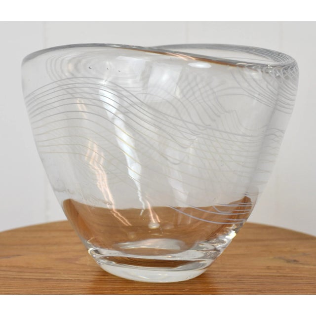 Stunning Vicke Lindstrand for Kosta bowl in the beautiful "Arabesque" pattern. Measurements: Height: 6.5" Width: 9.25"...