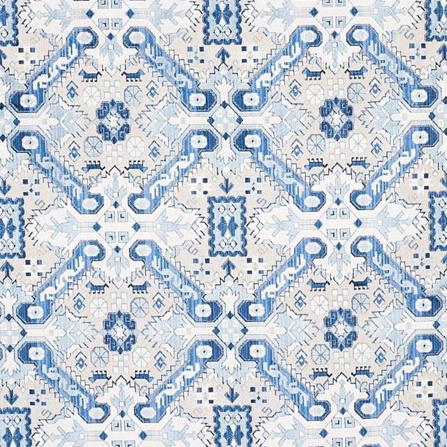 Sample - Schumacher Tiraz Velvet Fabric in Indigo For Sale