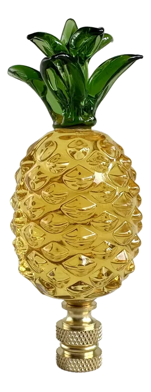 Glass Pineapple Lamp Finial on Brass Hardware