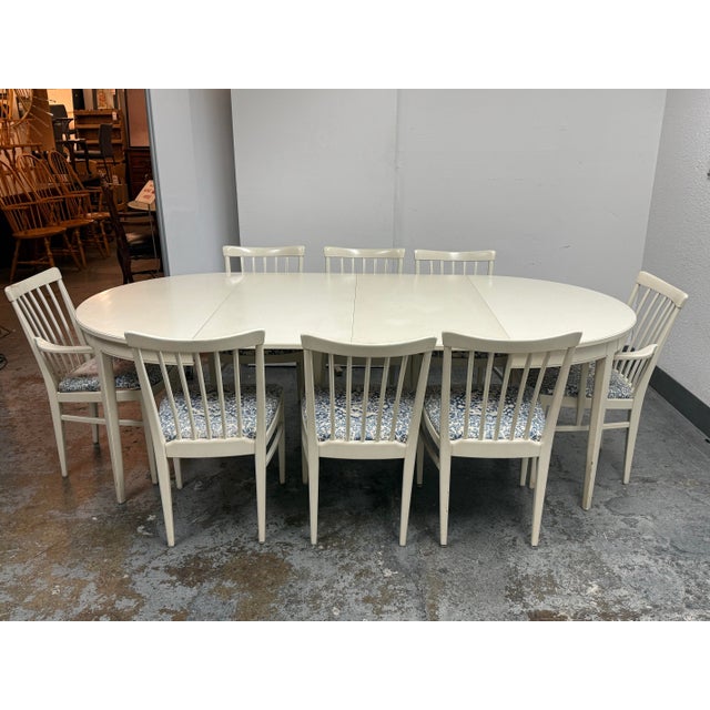 Design Plus Gallery presents a Nine Piece Herrgården Dining Set by Carl Malmsten from Bodafors. This original mid-century...