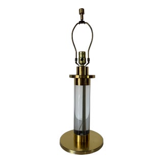1980s Vintage Postmodern Frederick Cooper Brass & Lucite Table Lamp For Sale