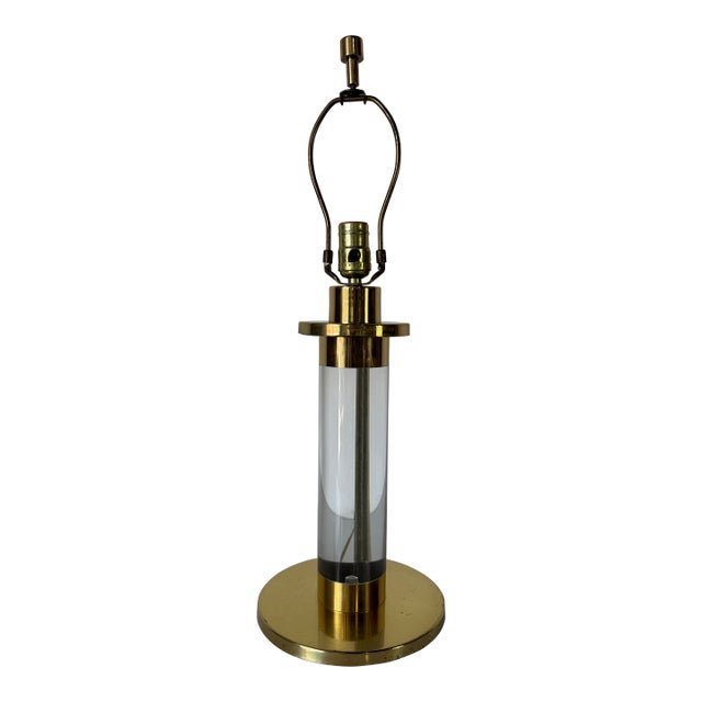 1980s Vintage Postmodern Frederick Cooper Brass & Lucite Table Lamp For Sale
