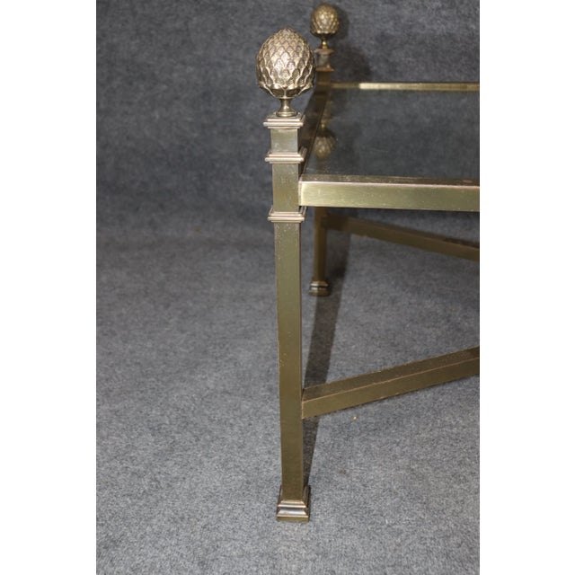 Maison Jansen Style Brass and Glass Top Coffee Table With Pineapple ...