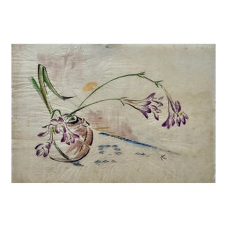 Henry Emil Salloch Original Watercolor on Paper Floral Still Life With Freesia Blossoms, 1940. For Sale