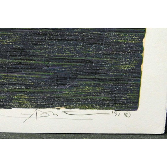 Impressionist Gordon Mortensen "September, Big Sur" Signed Numbered Woodcut Art '91 California For Sale - Image 3 of 6
