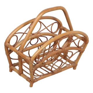 Mid 20th Century Bamboo Magazine Rack For Sale