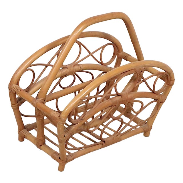 Mid 20th Century Bamboo Magazine Rack For Sale