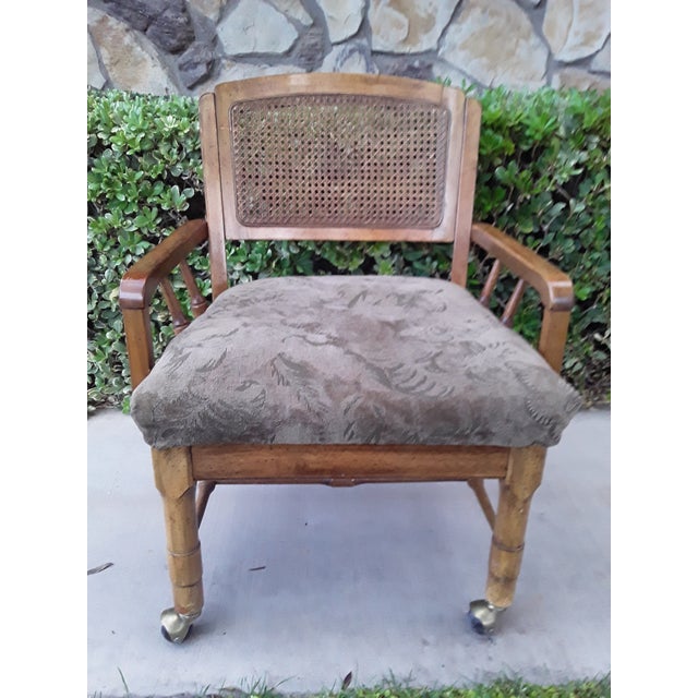 1970s Vintage Wheeled Cane Back Chair For Sale - Image 13 of 13