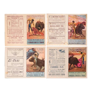 1940's Spanish Bullfighting Poster, Plaza De Toro, Valencia (Set of 4) For Sale