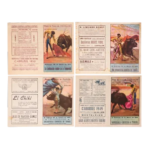 1940's Spanish Bullfighting Poster, Plaza De Toro, Valencia (Set of 4)