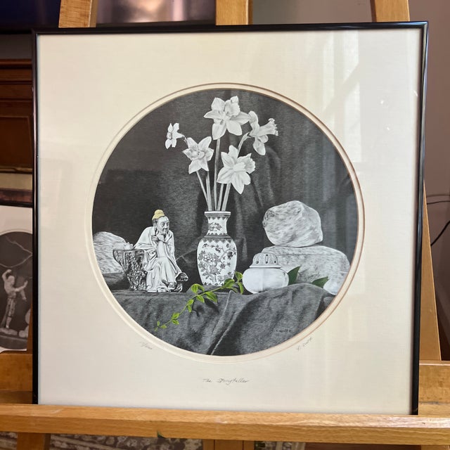 1980s 20th Century Set of Charcoal Prints Framed Signed Numbered by Francis Scott Titled as the Storyteller , the Philosopher , the Master , the Musician For Sale - Image 5 of 10