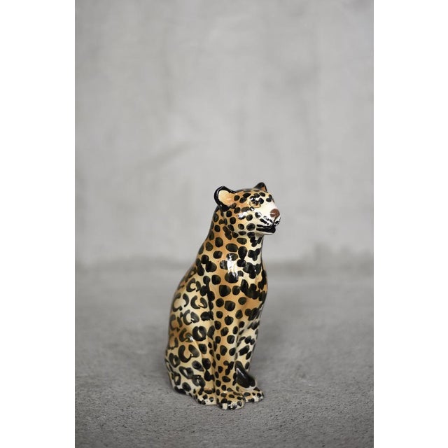Italian Mid-Century Modern Ceramic Sculpture of a Seated Leopard, 1970s For Sale - Image 10 of 10