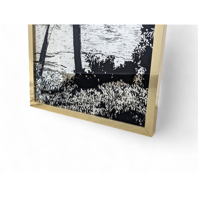 Hollywood Regency Vertical Mirror with Brass Frame, 1970s For Sale - Image 3 of 6