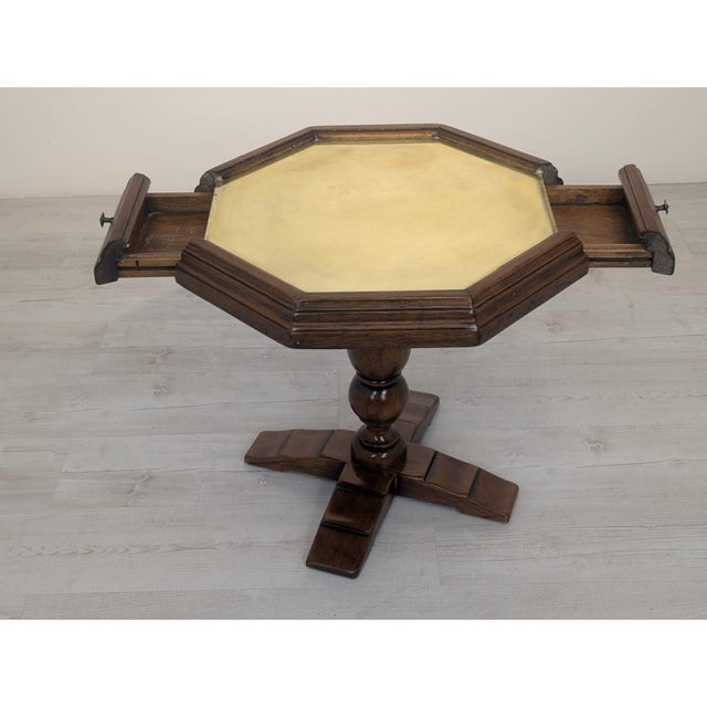 Vintage Octagonal Table with Drawers and Brass Top, 1920s For Sale - Image 10 of 18