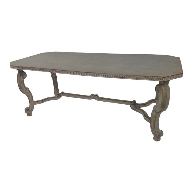 Large Shabby Chic Gray Ceruse Dining Table For Sale