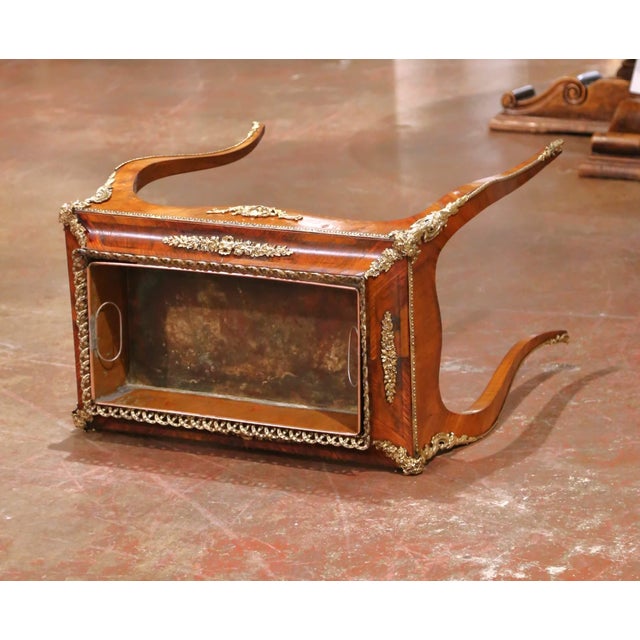 19th Century French Louis XV Veneer Jardinière With Bronze Ormolu Mounts & Zinc Tray For Sale - Image 16 of 17