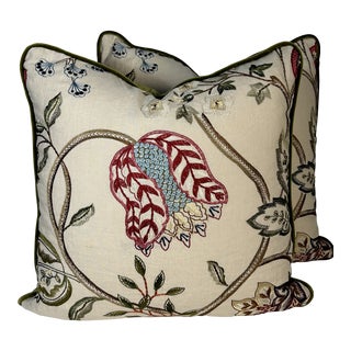 Pierre Frey "Les Indes Galantes" Embroidered Pillows - a Pair For Sale