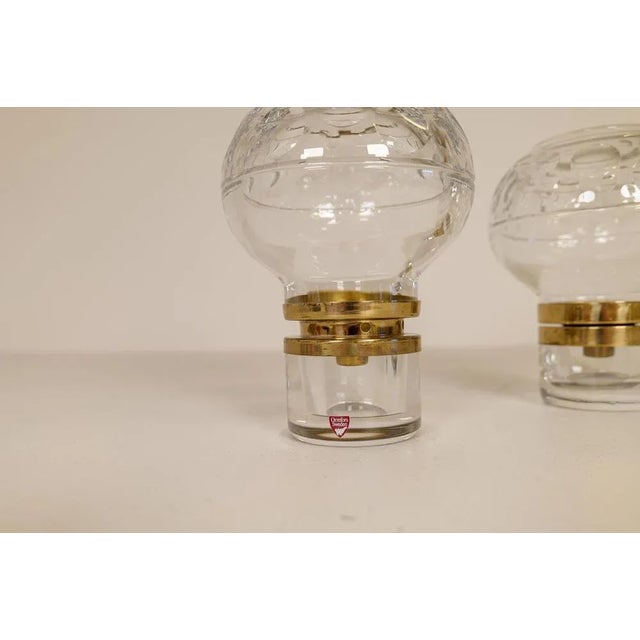 Glass Scandinavian Modern Clear Crystal Candle Holders from Orrefors, Sweden, Set of 2 For Sale - Image 7 of 14