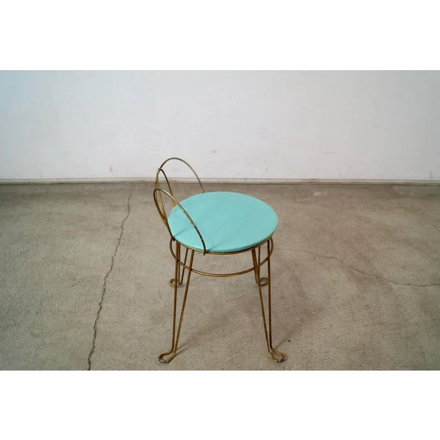 1950s 1950’s Mid-Century Modern Patinated Brass Vanity Stool For Sale - Image 5 of 12