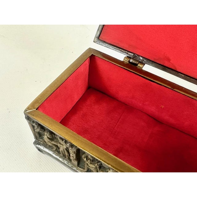 Antique Gothic Revival Bronze Jewelry Box with Religious Scenes, 19th Century For Sale - Image 13 of 16