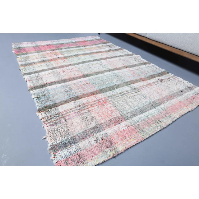 Beige Vintage Turkish Hand-Knotted Wool Cotton Beige Small Kilim Area Rug For Sale - Image 8 of 11