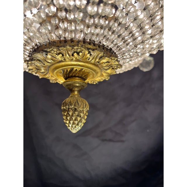 19th Century French Empire Crystal Basket Chandelier For Sale - Image 9 of 15